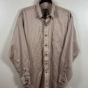 Jos. A. Bank Long Sleeve Button Down Tan Dress Shirt